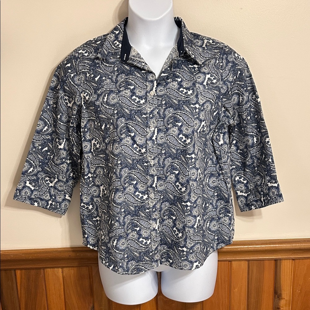 Rebecca Malone Navy Paisley Blouse  Size XLP
